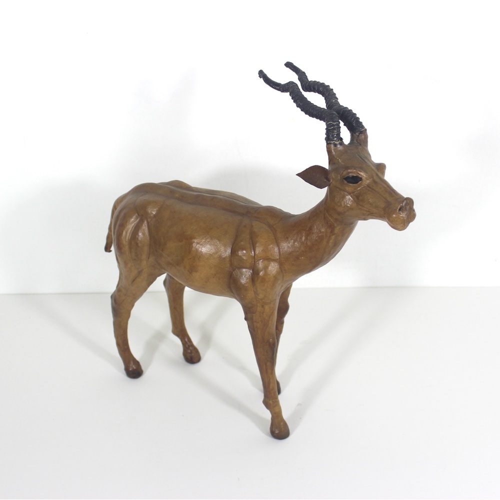 Vintage Leather Antelope or Impala Animal Figurine